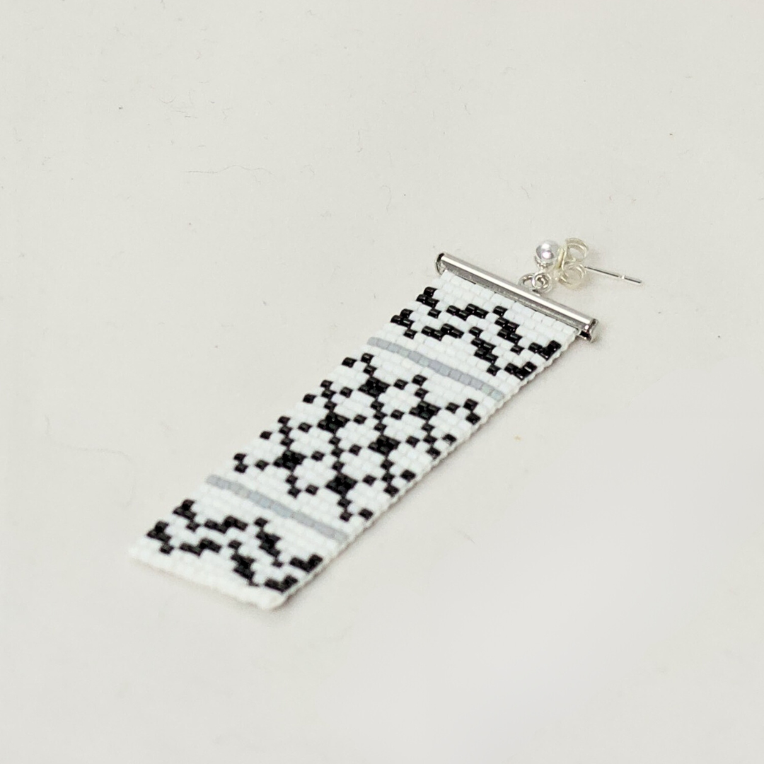 Kuffiyeh earrings with Palestinian symbol of resistance in black white and gray