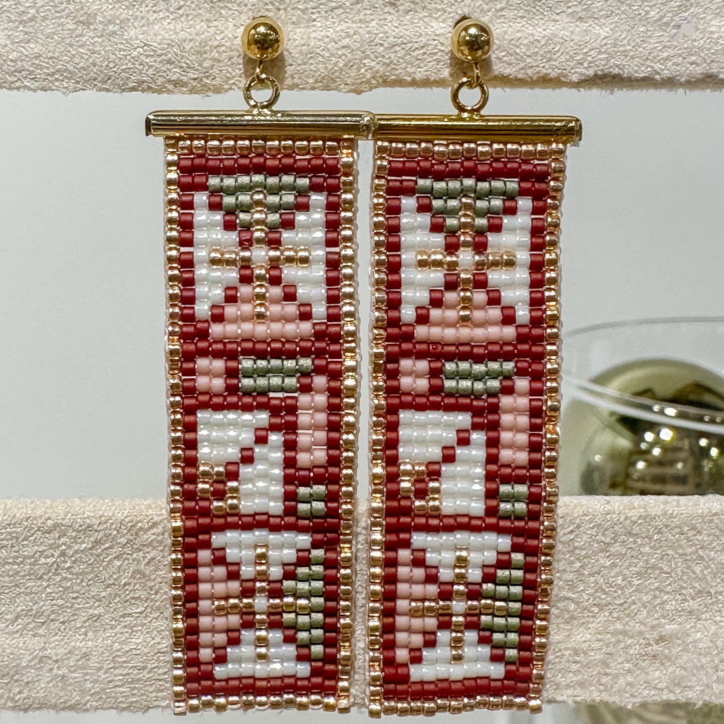 Cross and Palm Christmas Earrings