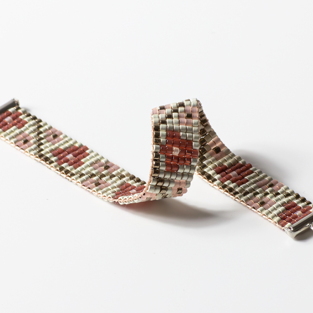 Flower Buds in Magenta- Bracelet with Palestinian Tatreez Pattern