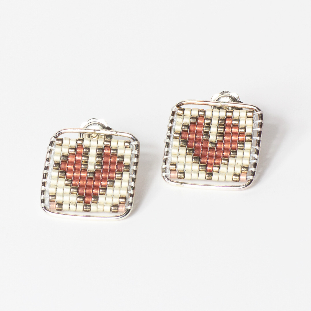 Hearts in Magenta - Sterling Silver Stud Earrings