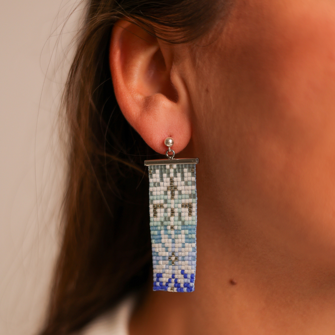 Yafa in Ombre - Earrings with Palestinian Tatreez Pattern