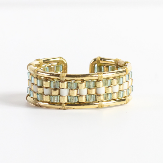 Gold filled ring with palestinian tatreez pattern from yafa