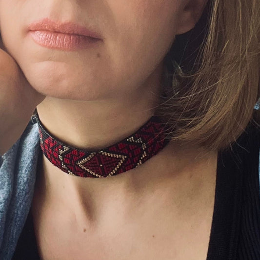 Palestinian Tatreez Beaded Choker