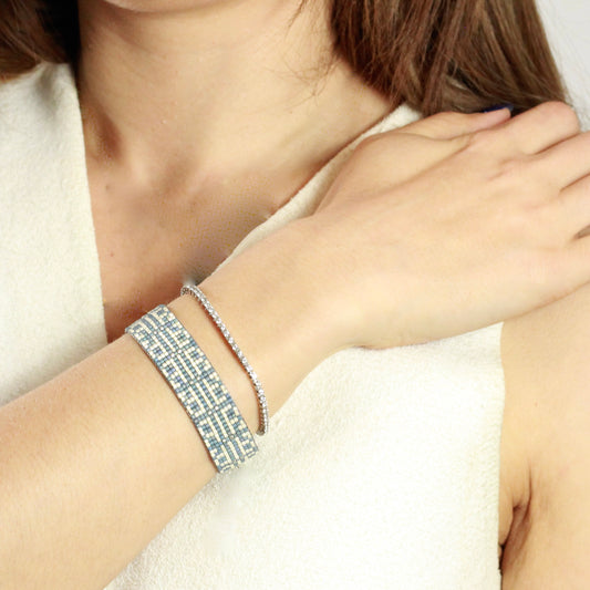 chain mail bracelet in blue tatreez jewellery