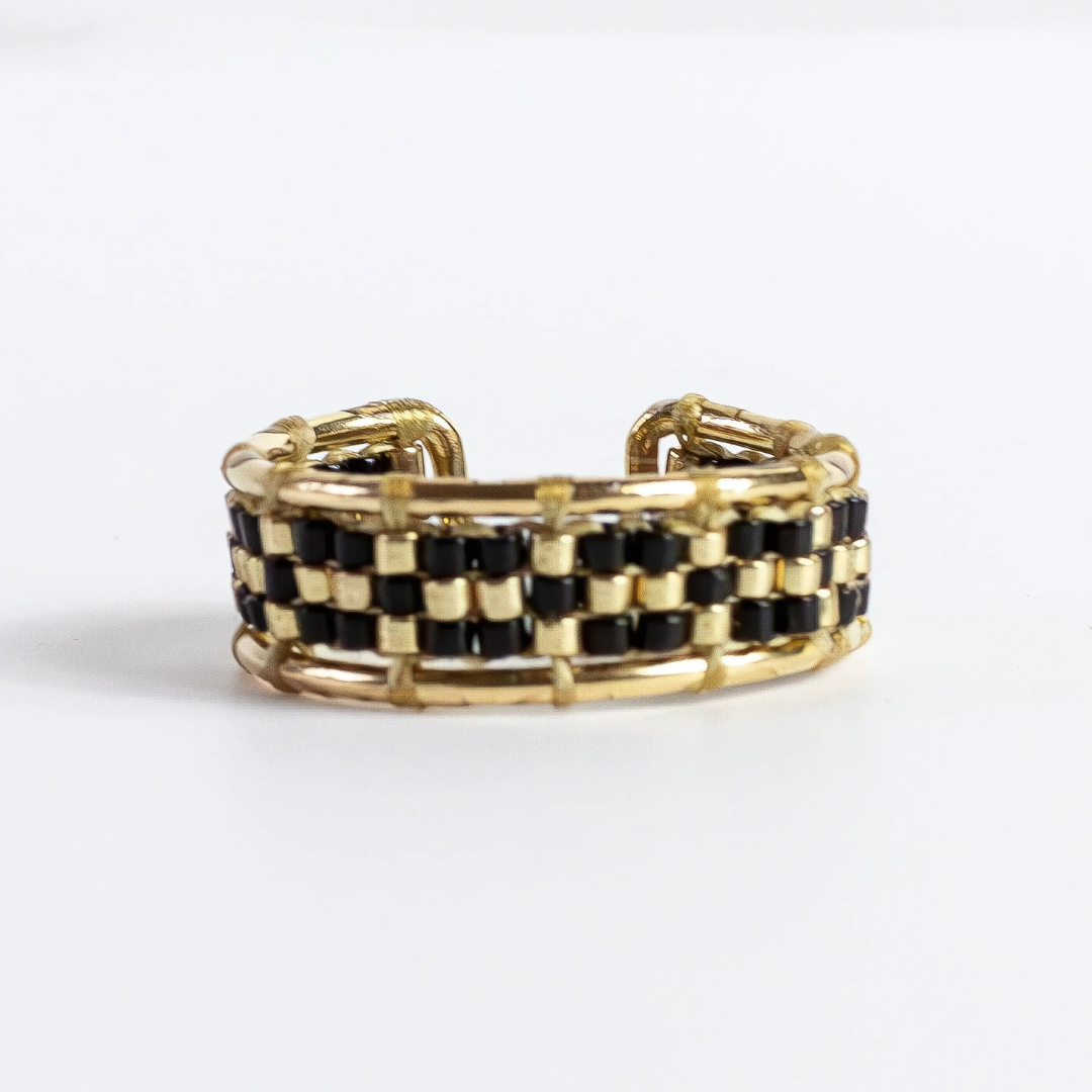 Khalil Rind Al Khalil in Black - Ring with Palestinian Tatreez Pattern – Asherah ...