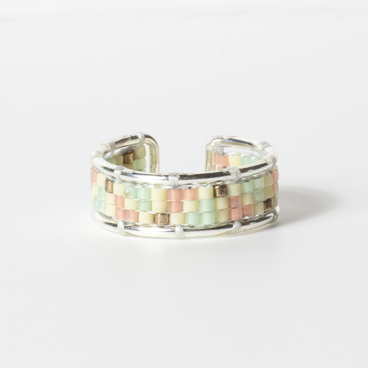 Al Ramleh of Samiyyeh - Ring with Palestinian Tatreez Pattern