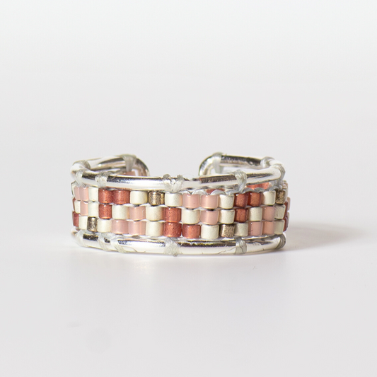 Al Ramleh in Magenta - Ring with Palestinian Tatreez Pattern