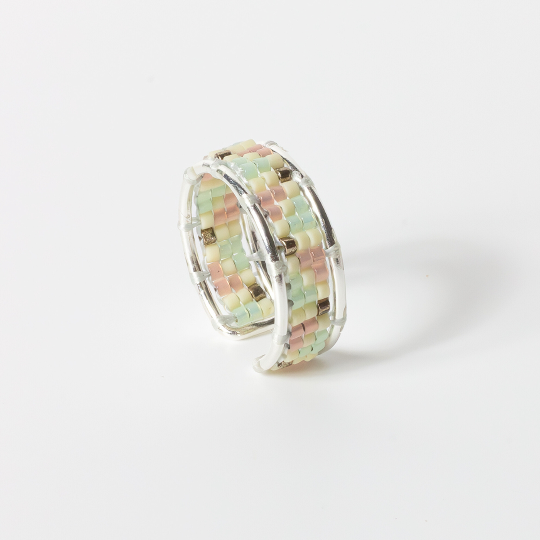 Al Ramleh of Samiyyeh - Ring with Palestinian Tatreez Pattern