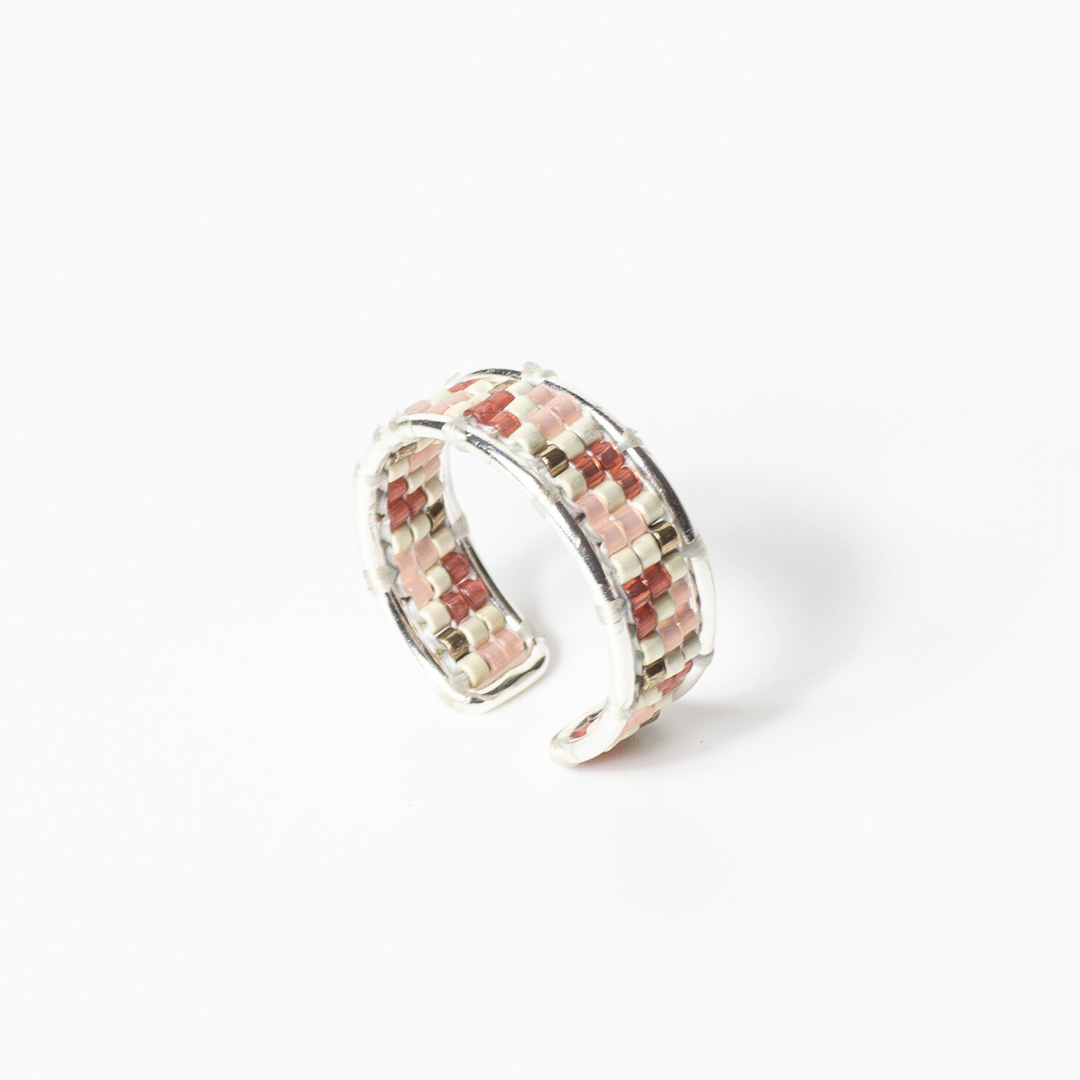 Al Ramleh in Magenta - Ring with Palestinian Tatreez Pattern