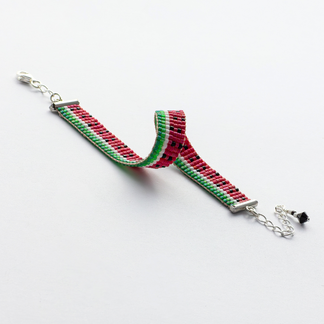 Watermelon bracelet showcasing a symbol of Palestinian resistance