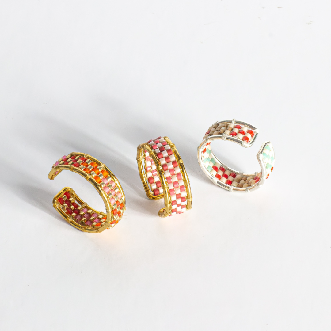 CoR in True Red - Ring with Palestinian Tatreez Pattern