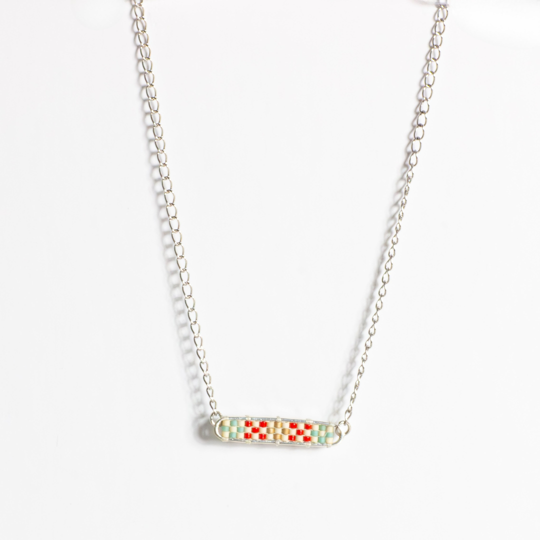 Tulkarem in True Red - Necklace with Palestinian Tatreez Pattern
